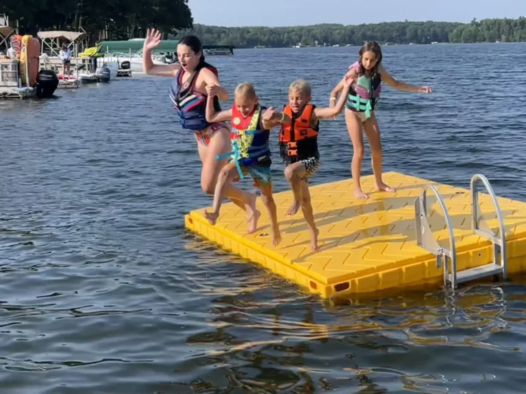 Kids Jumping Off Raft