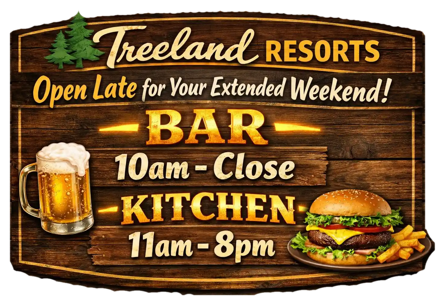 RESTAURANT OPEN 7 DAYS A WEEK AT 11AM BAR OPEN AT 10 AM